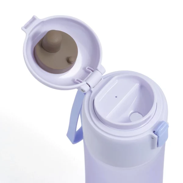 One-Touch Hydration Buddy – 650ml Clear Exercise Water Bottle with Carry Strap (Purple) - Image 6